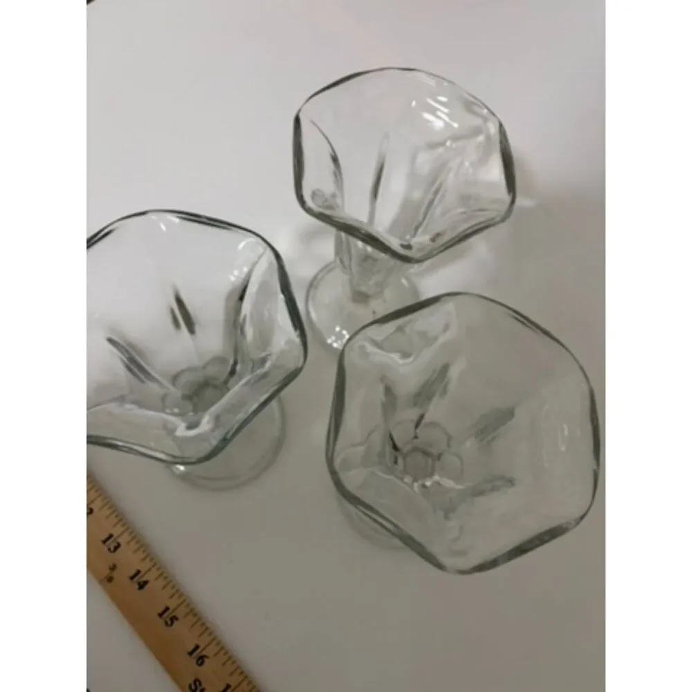 vtg clear paneled footed glass sundae or parfait dish - 3